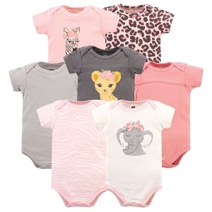 Hudson Baby Infant Girl Cotton Bodysuits, Girl Safari - 1 of 2