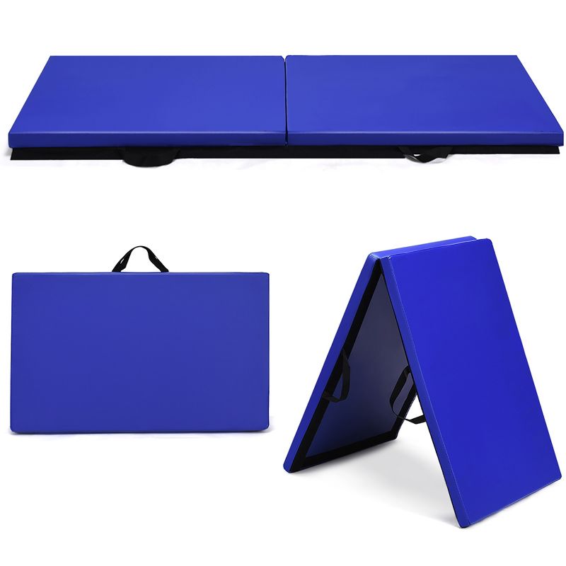 Costway 6'x2' Yoga Mat Folding Exercise Aerobics Stretch Gymnastic w/Handle  Blue\Purple, 1 of 7