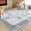 Machine Washable Vintage Floral Area Rug Ultra Thin Non Slip Carpet Stain Resistant Floral Printed  Floor Mat for Living Room Bedroom Kitchen - 2 of 4