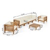 Christopher Knight Home Oana Outdoor Acacia Wood 6 Seater Sofa and Club Chair Chat Set with Cushions - 3 of 4