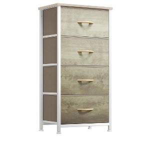 Dresser with 4 Drawers ,Fabric Storage Tower, Organizer Unit for Living Room, Hallway, Closets,Sturdy Steel Frame, Wooden Top - 1 of 4