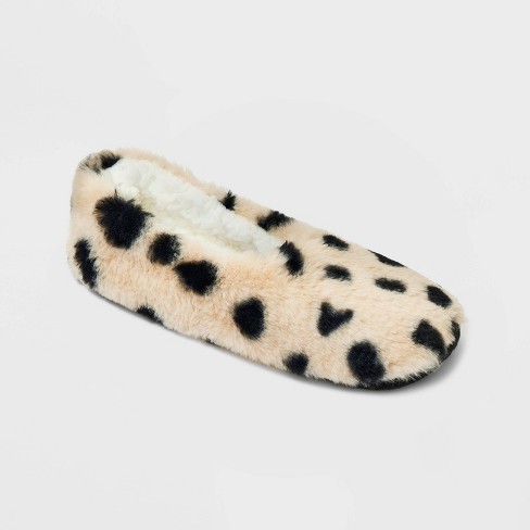 Tegne Den fremmede butiksindehaveren Women's Leopard Print Faux Fur Cozy Pull-on Slipper Socks - Tan M/l : Target