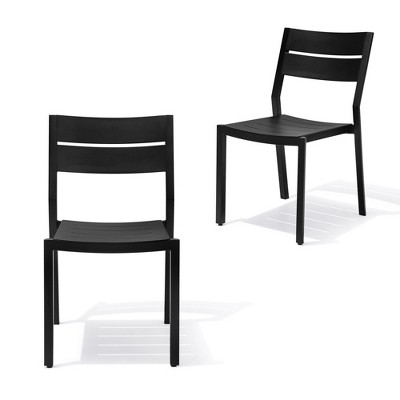 Crestlive Products Outdoor Modern Dining Chairs Aluminum Stackable Set of 2