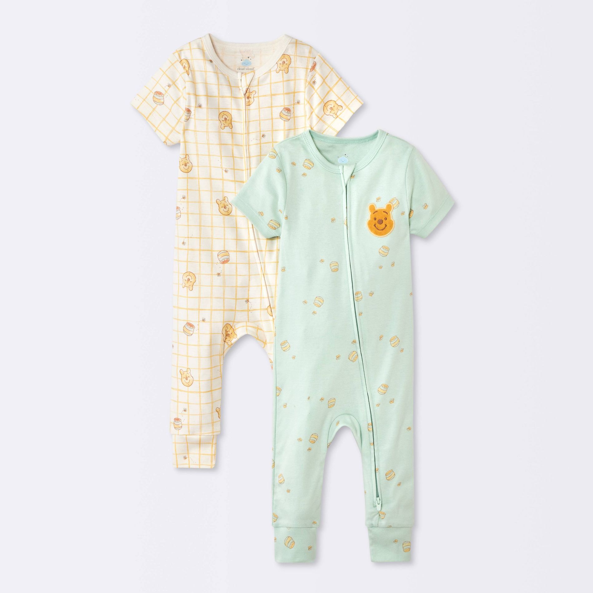 Baby 2pk Winnie The Pooh Short Sleeve Romper - Cloud Island™ Multicolor