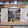 PAGED 8X6FT Metal Outdoor Storage Shed with Pitched Roof Waterproof,Tool Shed with Lockable Door,Compact Garden Shed for Patio,White+Gray - 3 of 4