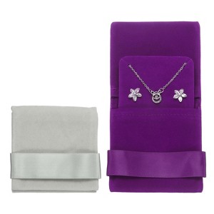 Unique Bargains Velvet Storage Ring Necklace Jewelry Pouches with Insert Pad 3.5" x 3.3" 2 Pcs - 1 of 4