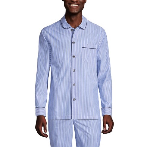 Lands' End Men's Tall Essential Pajama Shirt - Large Tall - Mariner Blue  Stripe : Target