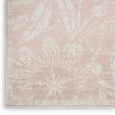 Pink Floral 3' x 5' Synthetic Area Rug