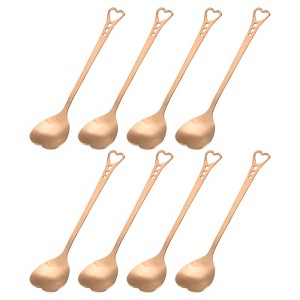Unique Bargains Stainless Steel Heart Shaped Reusable Smooth Dessert Spoons 8 Pcs - 1 of 4