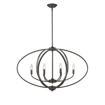 Pewter Glass 6-Light Contemporary Island Pendant
