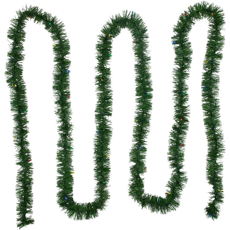 Northlight Pre-Lit LED Battery Operated Pine Artificial Christmas Garland - 18' - Multicolor Lights, 1 of 8
