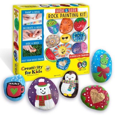 12 Halloween Rock Painting Kit for Kids, Glow in The Dark Rock Painting with 12