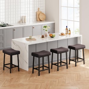 GustoWave Bar Stools Set of 4, 24" Counter Height Upholstered Padded Barstools with Curved Surface, for Kitchen Island, Home Bar - 1 of 4