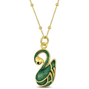 EVERLY JEWELRY | Yellow Plated Silver Enamel Swan Necklace – Multiple color Enamel - 1 of 4