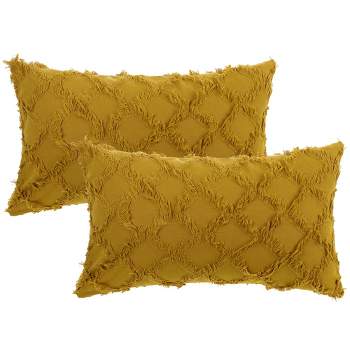 Unique Bargains Sofa Decorative Soft Cozy Neutral Solid Color Cut Flower Checkered Throw Pillow Covers 2 Pcs