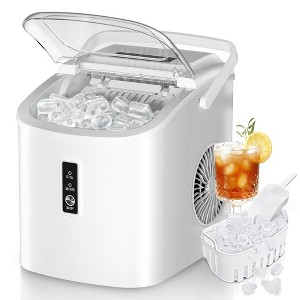 Simzlife Countertop Ice Maker, 26 Lbs/Day, 9 Bullet-shaped Ice in 6 Mins, Auto-Cleaning, Portable Ice Machine,13 Lbs Storage Capacity, Black/Silver - 1 of 4