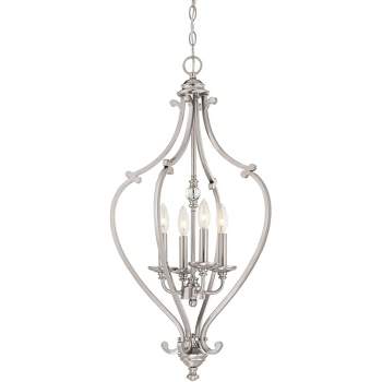Minka Lavery Brushed Nickel Foyer Pendant Chandelier 17 1/4" Wide Modern 4-Light Fixture for Dining Room House Kitchen Entryway