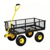 Heavy Duty Steel Garden Cart - 900 lbs Capacity, Removable Mesh Sides Convert to Flatbed, Utility Metal Wagon with 180¡ã Rotating Handle & 10" Tires - 2 of 4