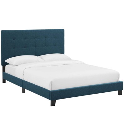 Modway Melanie Queen Tufted Button Upholstered Fabric Platform Bed - Azure