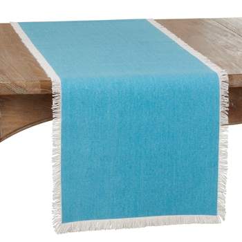 Saro Lifestyle Dining Table Runner With Fringe Borders