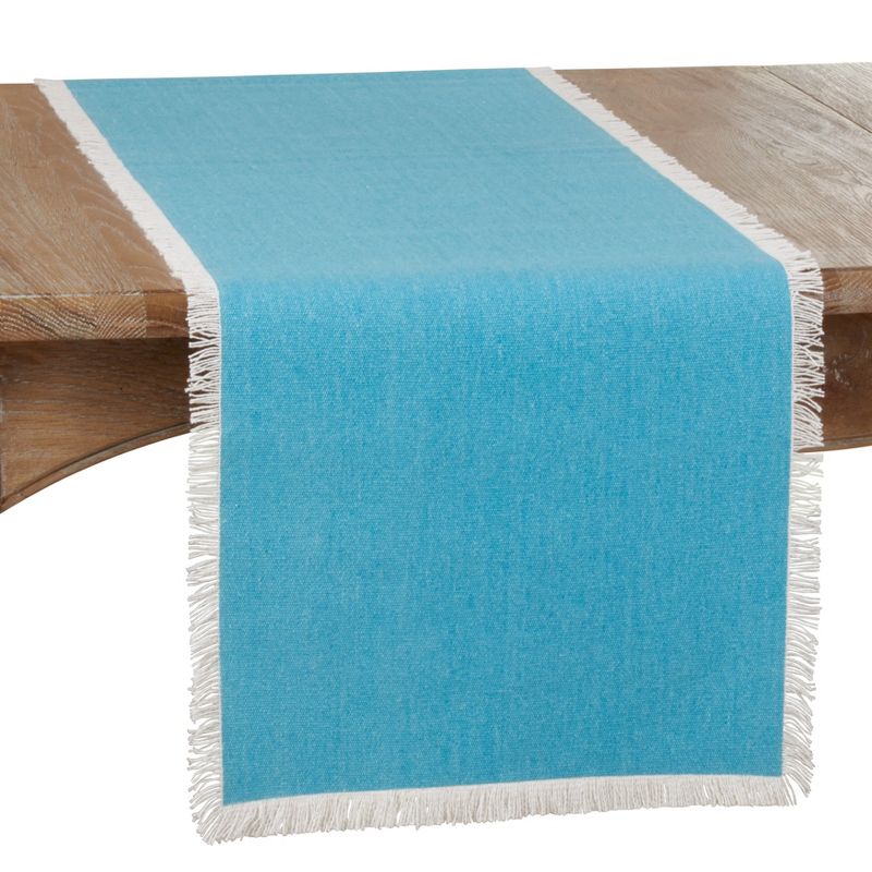Saro Lifestyle Dining Table Runner With Fringe Borders, 1 of 5