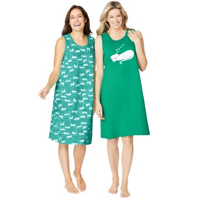 Dreams & Co. Plus Size 2-Pack Sleeveless Sleepshirt
