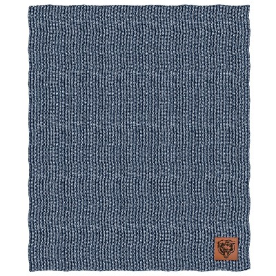 NFL Chicago Bears Two- Tone Sweater Knit Blanket with Faux Leather Logo Patch