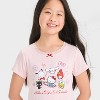 Girls' Hello Kitty Pointelle Americana Short Sleeve T-Shirt - Pink - 2 of 4