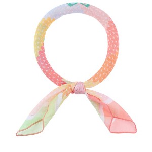 INSPIRE CHIC Women's Rainbow Bowknot Printed Small Square Blended Cotton Scarves 1Pc - 1 of 4