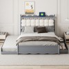 Queen Size Wooden Storage Bed with 2 Big Drawers and Twin-XL Trundle - 2 of 4