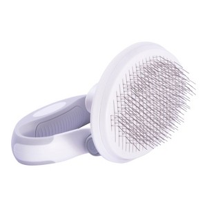 Pet Life Gyrater Travel Self-Cleaning Swivel Grooming Slicker Pet Brush, White - 1 of 1