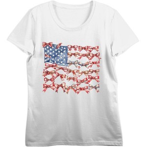 Ribbon American Flag  Women's Crew Neck Short Sleeve Top - 1 of 3