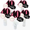 Big Dot of Happiness Chic 40th Birthday - Pink, Black and Gold - Birthday Party Centerpiece Sticks - Table Toppers - Set of 15 - 2 of 4