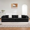 135" Teddy Fabric 4-Seat Straight Sectional Sofas Fluffy Oversized Couch with 32D High-Density Sponge, Curved Armrests & Contrast Color Design - 3 of 4