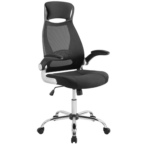 Modway Articulate Mesh Office Chair with Fully Adjustable Vegan Leather  Seat In Black