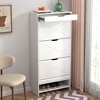 NicBex Shoe Cabinet with 3 Flip Drawers and Open Storage Shelf Modern Freestanding Shoe Rack Storage Organizer with Drawers for Entryway,Hallway - 2 of 4