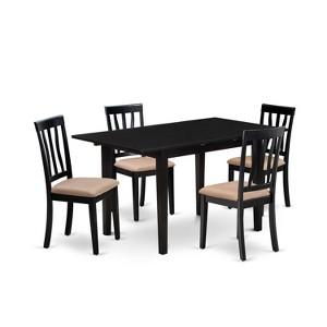 HomeStock 5-Pc Rectangular Black Finish Solid Wood Top-Dining Room Set with Butterfly Leaf-Seats 4 - 1 of 4
