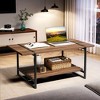 WhizMax 2 Tier 40.9" x 21.7" x 18.1" Wood Coffee Table with Storage Shelf, Brown - 4 of 4