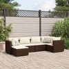 vidaXL Patio Lounge Set with Cushions Sectional Sofa Garden Backyard Poly Rattan - Brown and cream 3x corner + 2x middle + footrest - 2 of 4