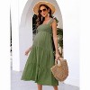 Coolmee Womens Maternity Dress Summer Sleeveless Smocked Square Neck Ruffle Casual Boho Midi Dress Baby Shower Photoshoot - 4 of 4