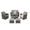 CAVINAS Patio Sofa Set, Wicker Lawn Chairs Set with Footstool, Modern Patio Sectional with Coffee Table for Garden - 4 of 4