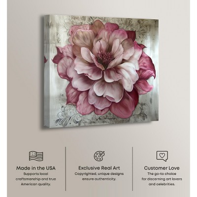 Darla Pink and White Floral Canvas Wall Art, 40" x 40"