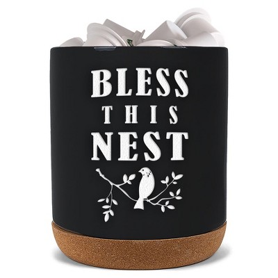 Elanze Designs Bless This Nest Black X-Large Cork Bottom, Kitchen Counter, Ceramic Stoneware, Coffee, Tea and Hot Chocolate, Machine Brewing, K