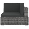vidaXL Gray Poly Rattan Sectional Corner Chair with Cushions - Weather Resistant, Modular & Light-Weight Design, Perfect for Outdoor Garden and Patio - 3 of 4