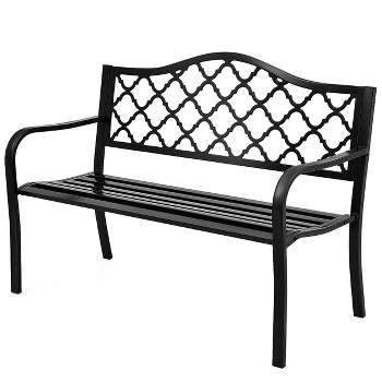 Tangkula Outdoor Chair Garden Patio Bench Cast Iron Frame Black