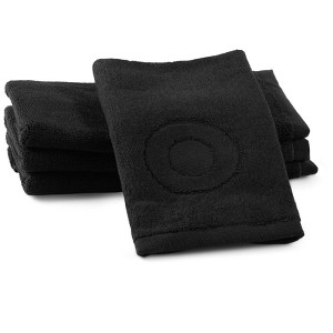 Waterdale Collection - Black Initial Embossed Finger Towel - 1 of 4