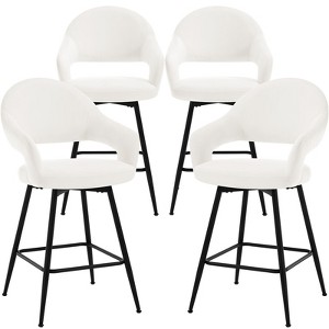 Bekrvio Swivel Counter Height Bar Stools Set of 2/4,26" Kitchen Bar Chairs w/Hollow Back,Faux Leather/Velvet Upholstered for Kitchen Island - 1 of 4