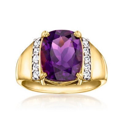 Ross-Simons 4.20 Carat Amethyst Ring With .25 ct. t.w. Lab-Grown Diamonds in 18kt Gold Over Sterling
