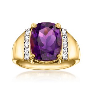 Ross-Simons 4.20 Carat Amethyst Ring With .25 ct. t.w. Lab-Grown Diamonds in 18kt Gold Over Sterling - 1 of 4