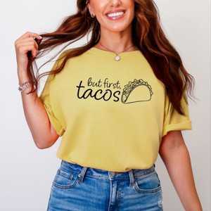 Simply Sage Market But First, Tacos Outline Garment Dyed Tee - 1 of 4